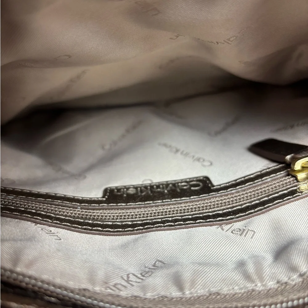 Calvin Klein Gold Metallic Faux Leather Crossbody Purse